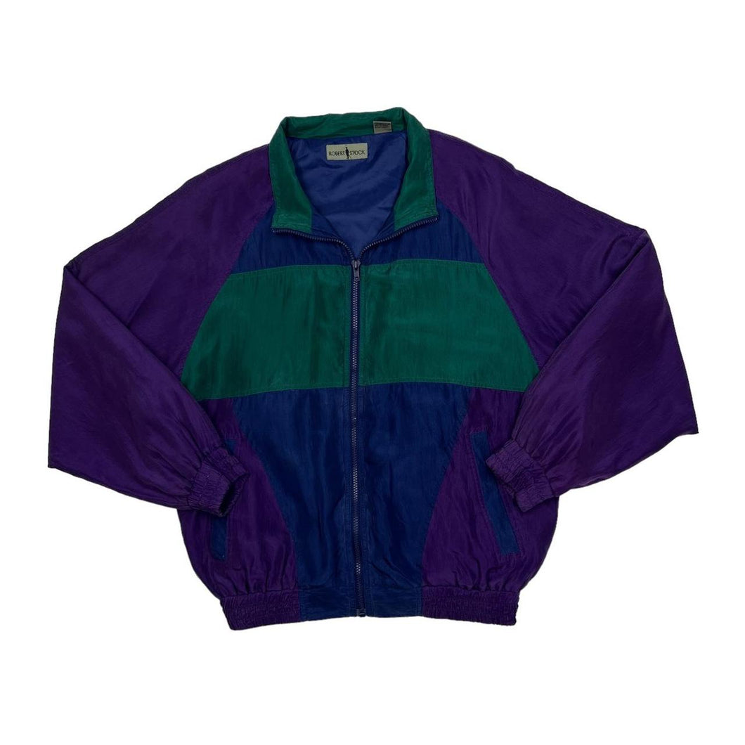 Vintage 90’s ROBERT STOCK Colour Block Festival Silk Lightweight Windbreaker Jacket