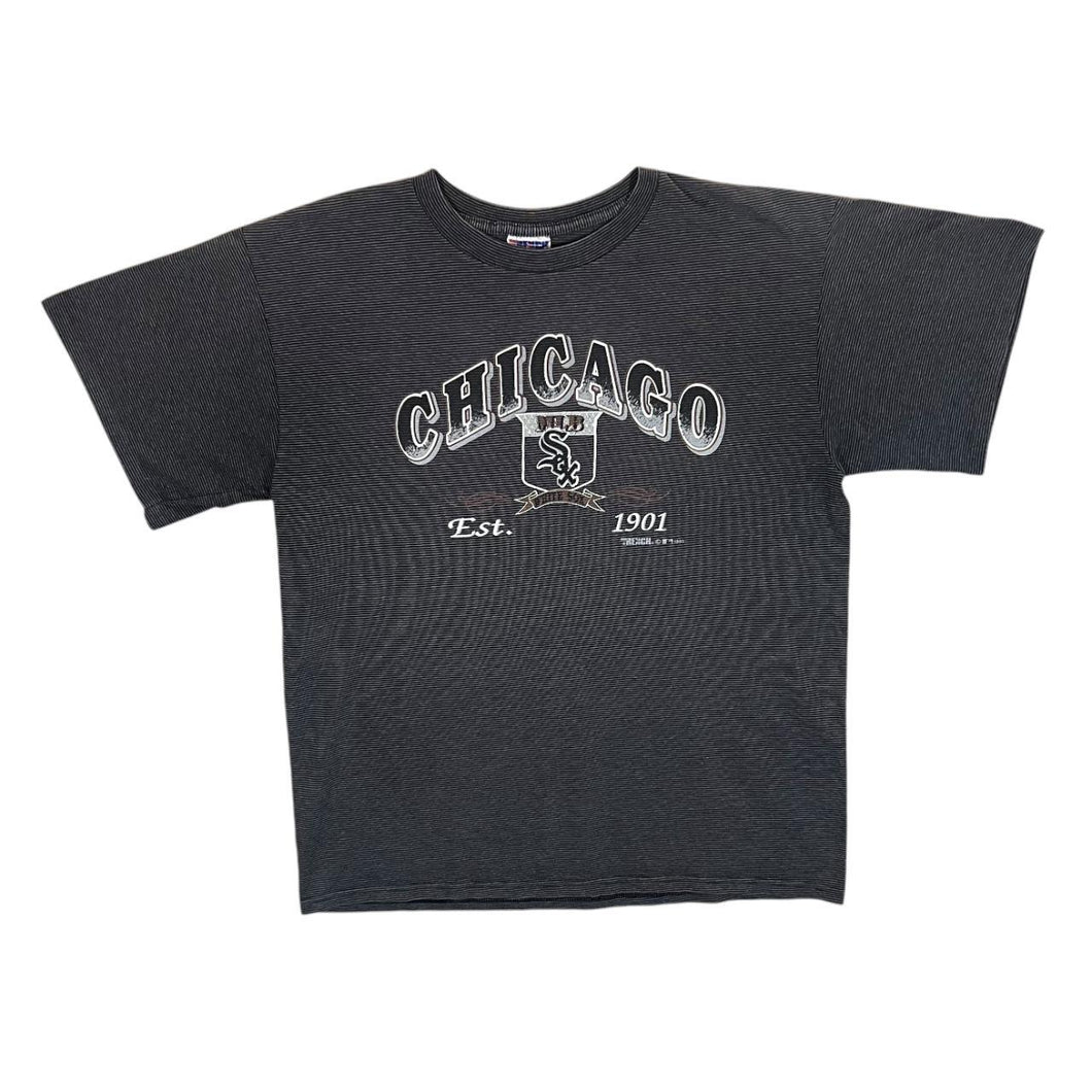 Vintage Trench Ultra (1992) MLB CHICAGO WHITE SOX Baseball Striped Single Stitch T-Shirt