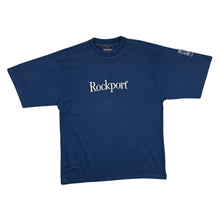 Load image into Gallery viewer, Vintage ROCKPORT Embroidered Big Spellout Heavy Cotton Navy Blue T-Shirt
