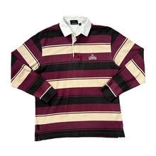 Load image into Gallery viewer, GUINNESS Embroidered Mini Logo Colour Block Striped Long Sleeve Rugby Polo Shirt
