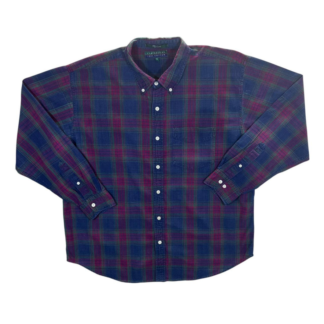 Vintage Claybrooke Tartan Plaid Check Long Sleeve Button-Up Cotton Shirt
