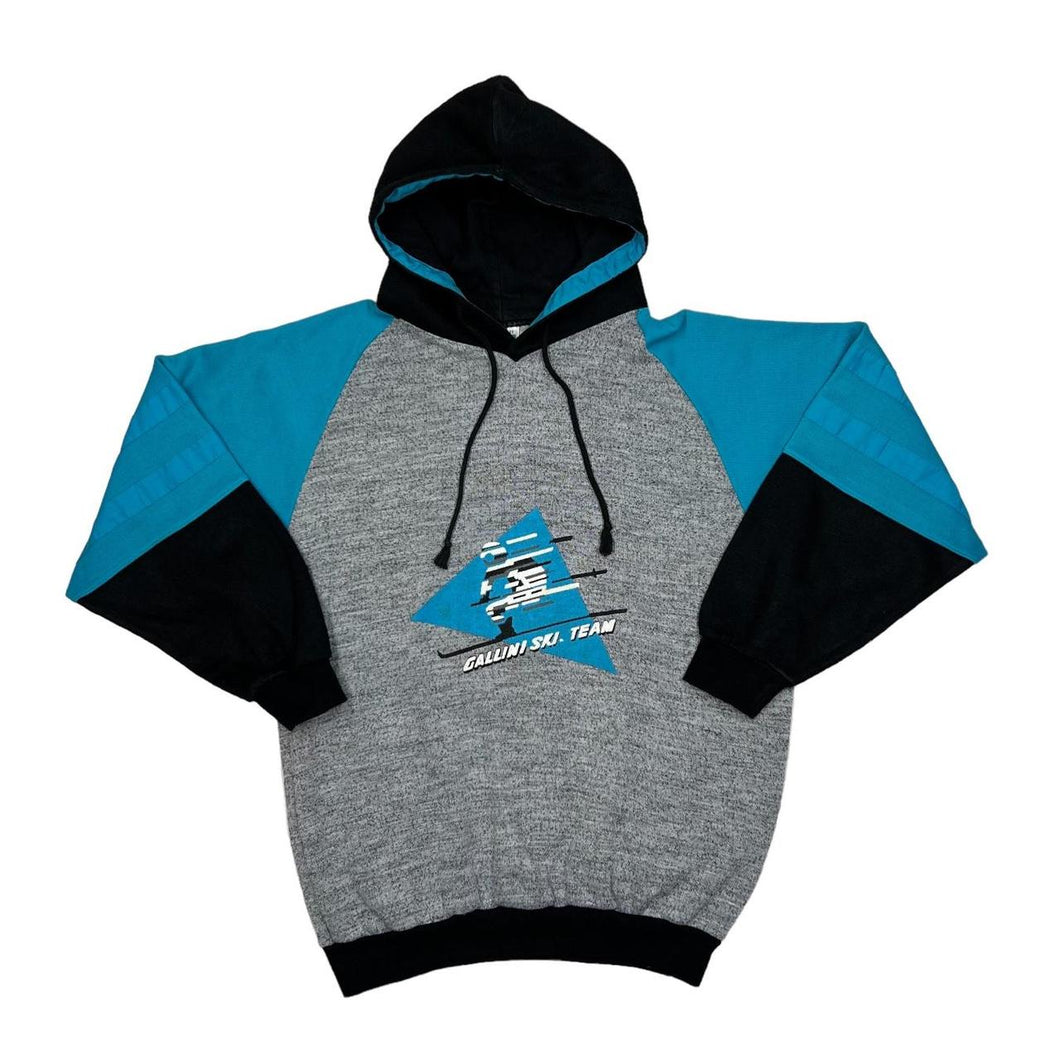 Vintage 90’s GALLINI SKI TEAM Spellout Graphic Colour Block Pullover Hoodie