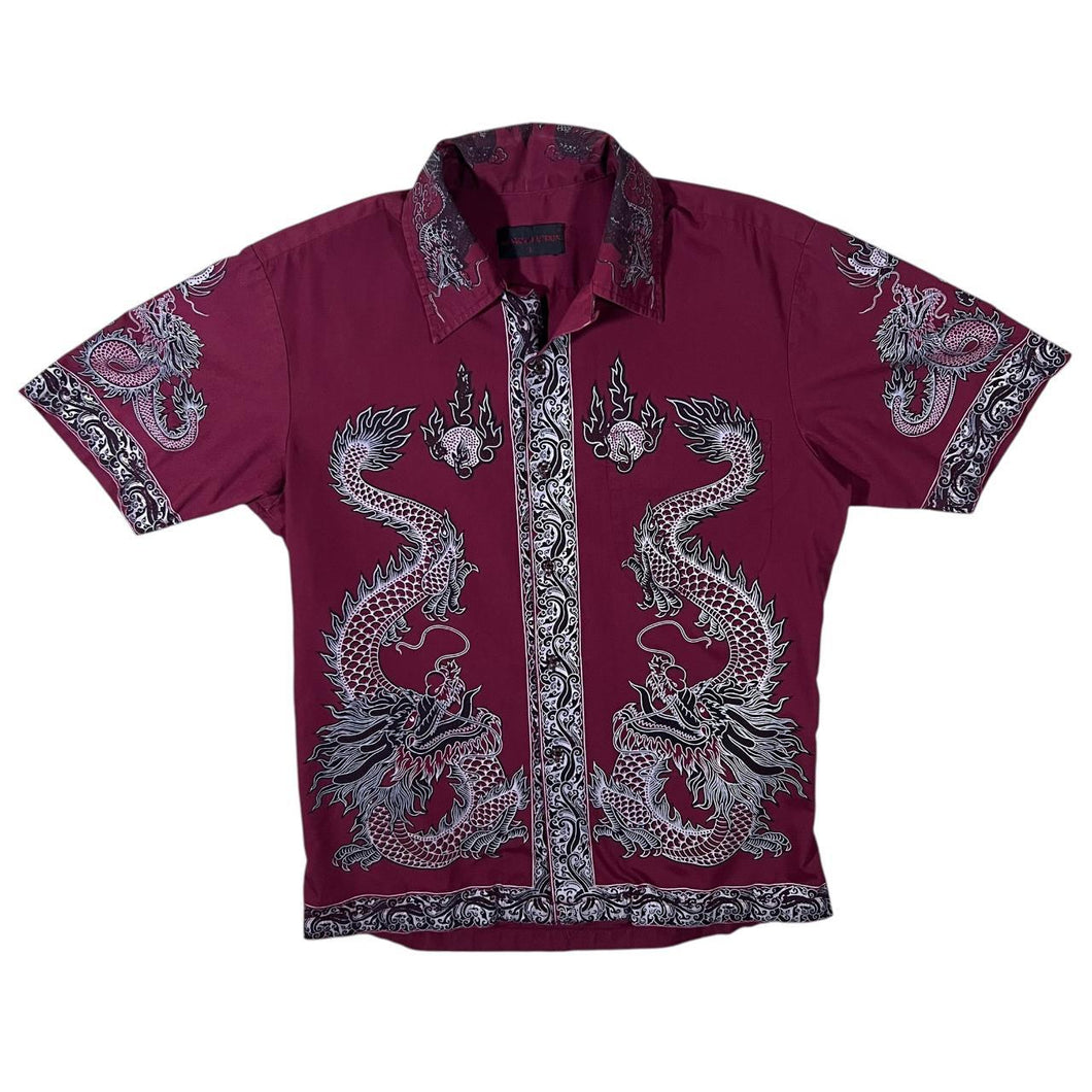 Early 00's For Man Of Action Gothic Y2K Traditional Dragon Graphic Short Sleeve Shirt