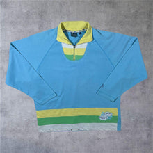 Load image into Gallery viewer, Vintage Dash Bold Colour Block Embroidered Fish 1/4 Zip Pullover Sweatshirt

