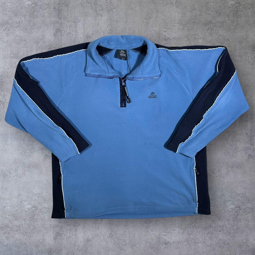Early 00's Craghoppers Mini Logo Blue 1/4 Zip Fleece Sweatshirt