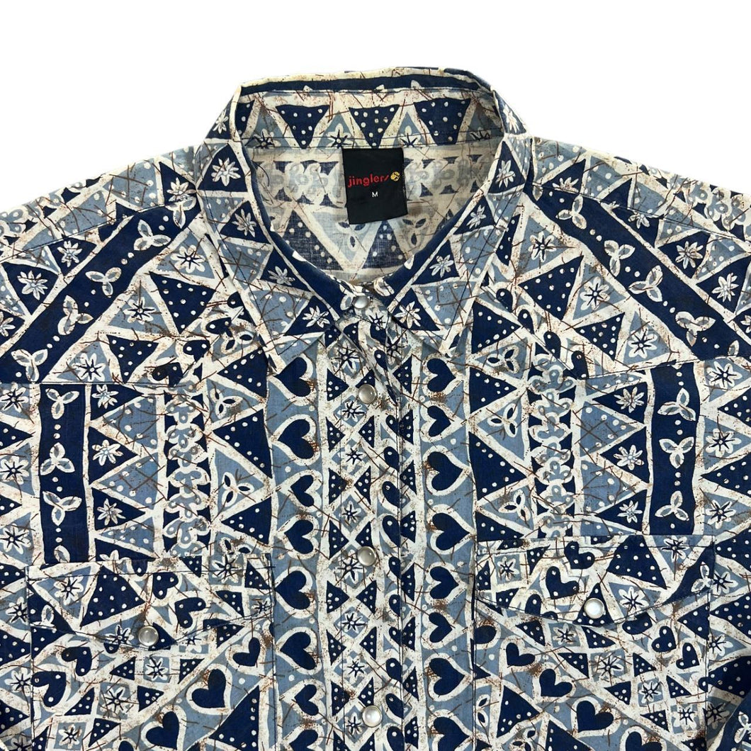 Vintage Jinglers C&A Crazy Abstract Patterned Western Popper Long Sleeve Shirt