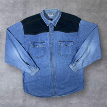 Load image into Gallery viewer, Vintage Arizona Jeans Cowboy Western Blue Denim Cotton Popper Long Sleeve Shirt
