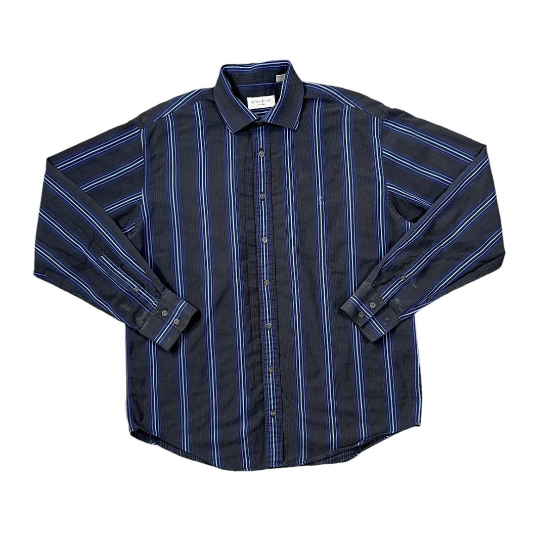 Early 00's YVES SAINT LAURENT YSL Mini Logo Multi Striped Long Sleeve Shirt
