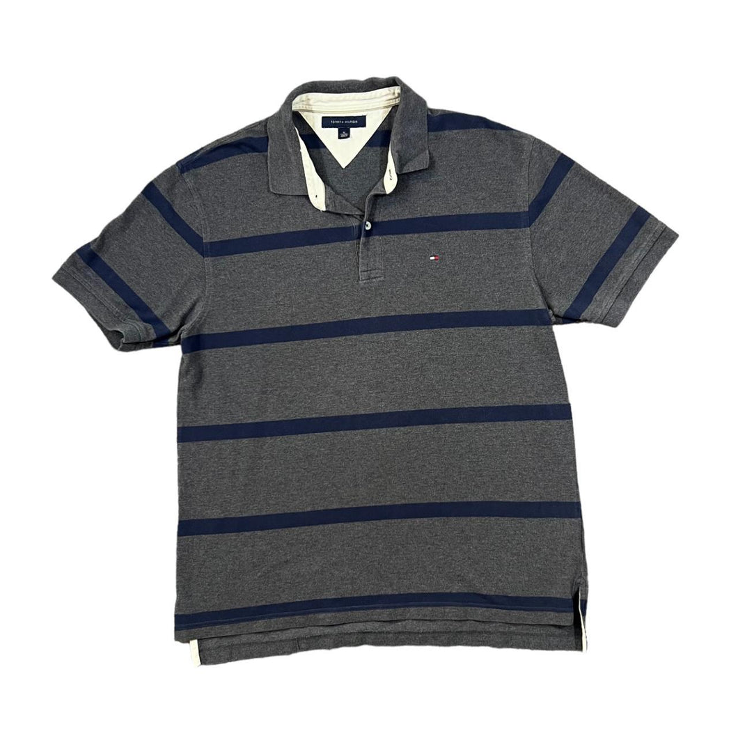 TOMMY HILFIGER Classic Striped Embroidered Mini Logo Short Sleeve Polo Shirt