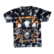 Load image into Gallery viewer, Early 00&#39;s WILD Gothic Horror Fantasy Flaming Skull Graphic Tie Dye T-Shirt
