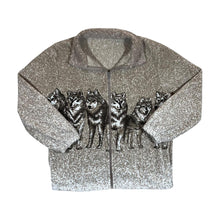 Load image into Gallery viewer, Early 00&#39;s Wolf Animal Nature Wildlife Print Zip Fleece Sweatshirt
