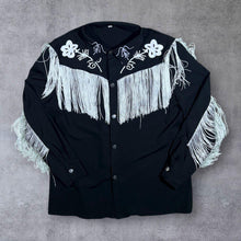 Load image into Gallery viewer, Cowboy Western Style Tasselled Fancy Dress Costume Black Long Sleeve Shirt
