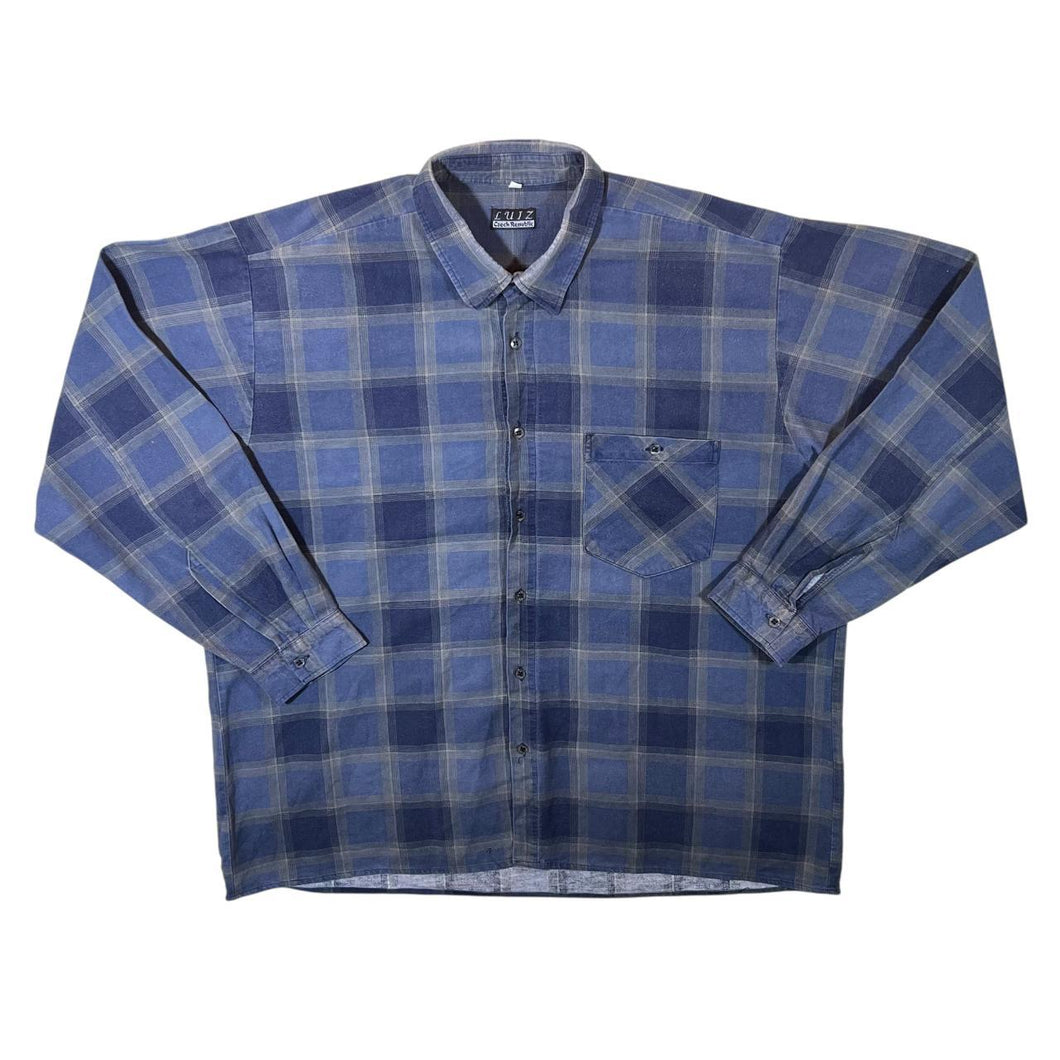 Vintage LUIZ Blue Grey Plaid Check Long Sleeve Flannel Shirt