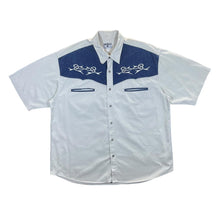 Load image into Gallery viewer, Vintage 90's JOHN BANER Denim Panel Embroidered Tribal Western Style Short Sleeve Shirt
