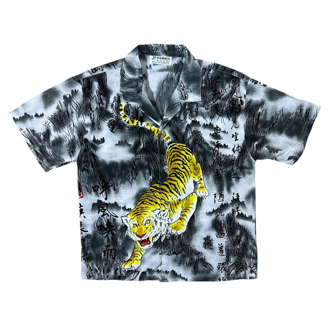Early 00's Fuhua Gothic Y2K Tiger All-Over Print Short Sleeve Shirt