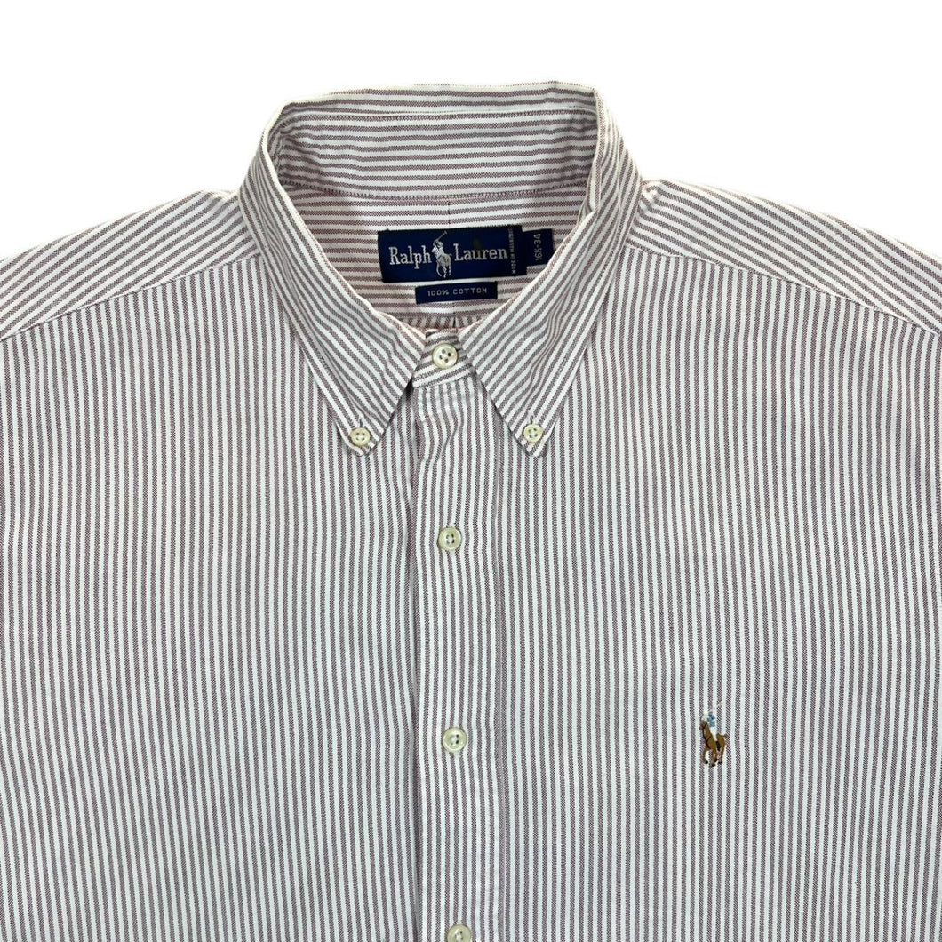 Vintage Ralph Lauren Classic Striped Long Sleeve Cotton Button-Up Shirt