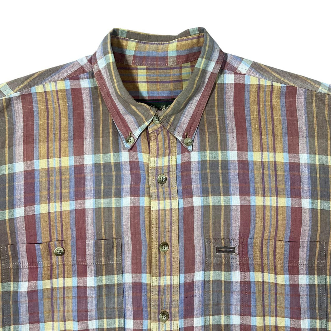 Vintage Timberland Weathergear Multi Plaid Check Long Sleeve Button-Up Cotton Shirt