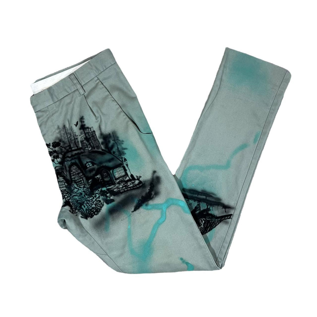 Custom Nature Wildlife Airbrushed Artwork Skinny Fit Chino Trousers