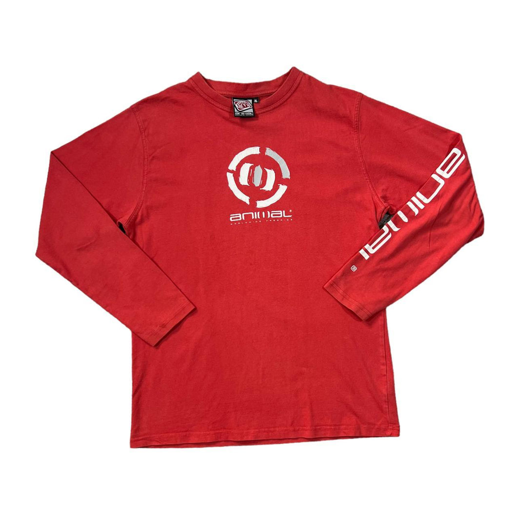 Early 00's ANIMAL Worldwide Freeride Classic Surfer Logo Spellout Graphic Long Sleeve T-Shirt