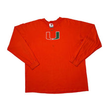 Load image into Gallery viewer, Vintage Nike Team NCAA MIAMI HURRICANES College Sports Spellout Graphic Long Sleeve T-Shirt
