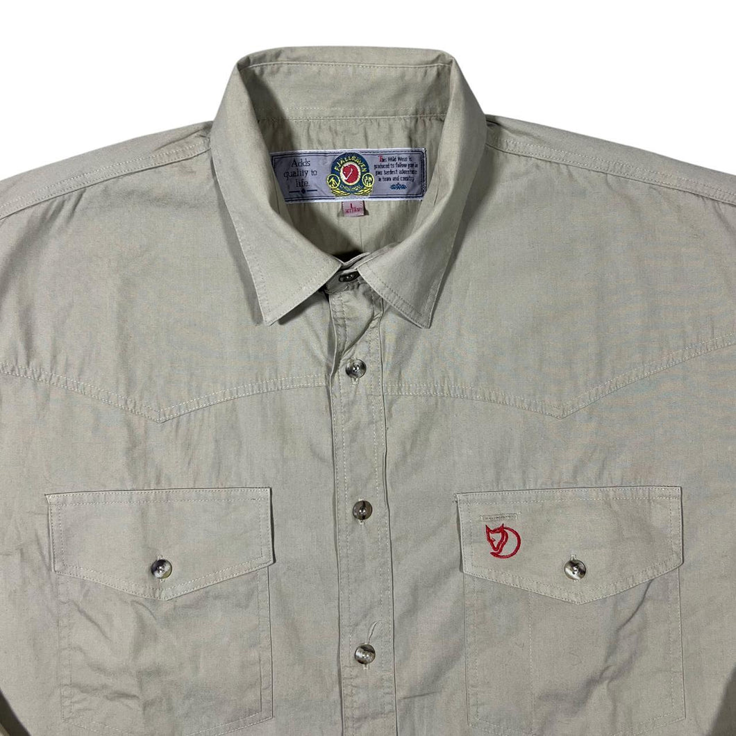 Vintage Fjallraven Classic Beige Safari Utility Long Sleeve Cotton Shirt