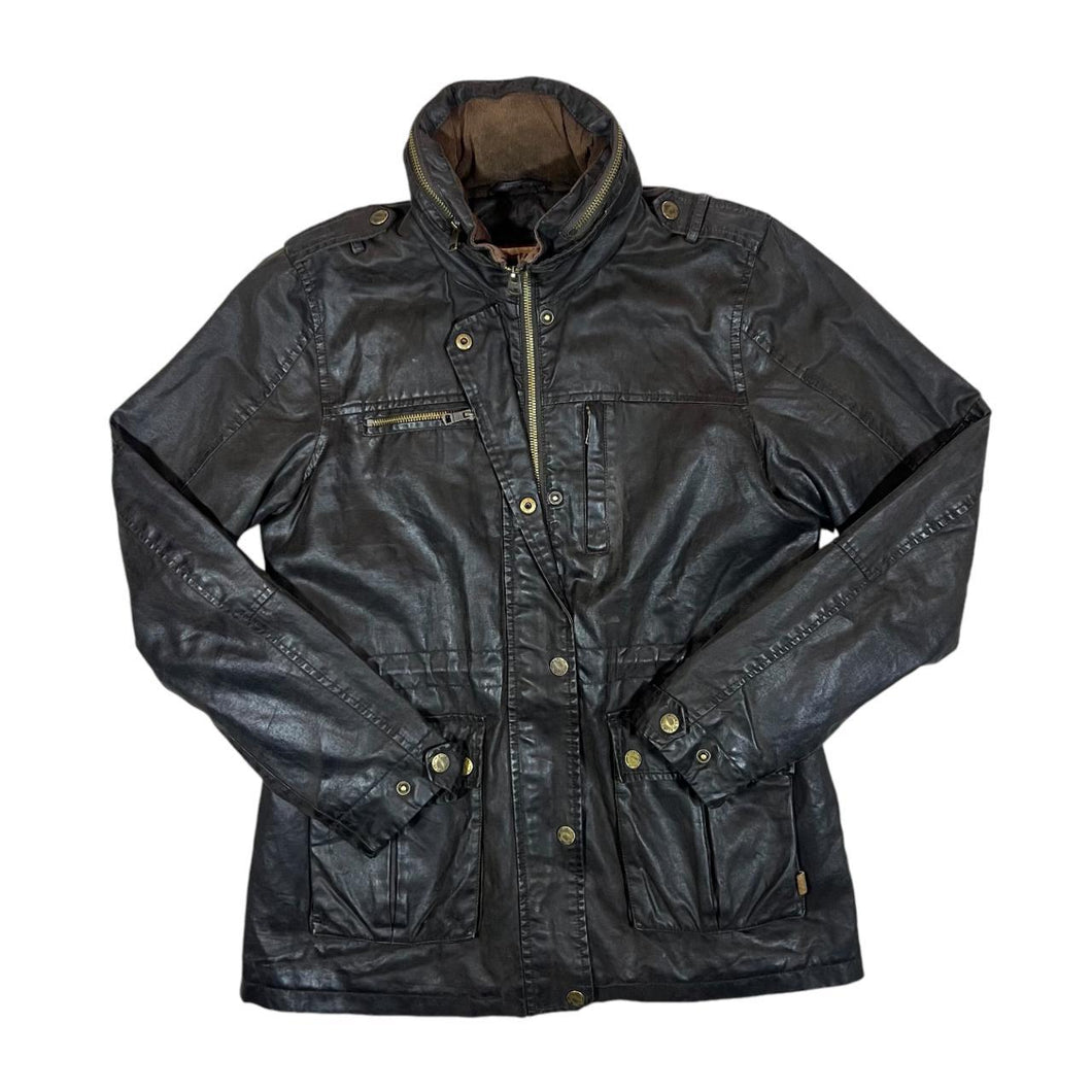 FAT FACE Heritage Range Hooded Dark Brown Wax Jacket