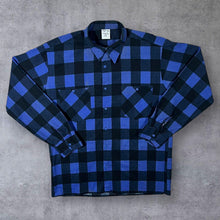 Load image into Gallery viewer, Vintage Blue Black Lumberjack Plaid Check Long Sleeve Cotton Flannel Shirt
