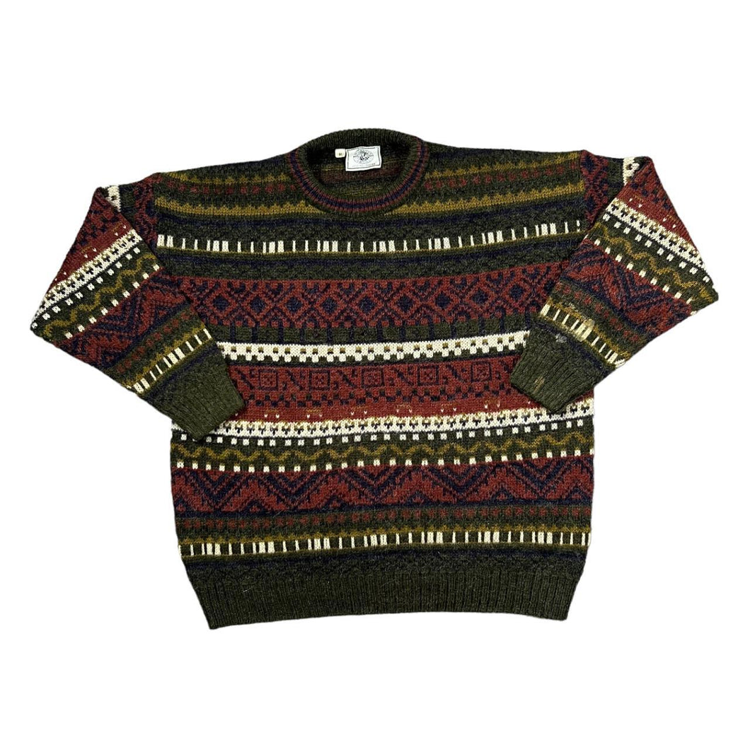 Vintage 90's QUALITY CASUALS Grandad Patterned Acrylic Wool Knit Sweater Jumper