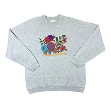 Load image into Gallery viewer, Vintage 90's Screen Stars GARDEN OF PARADISE Embroidered Floral Spellout Grey Sweatshirt
