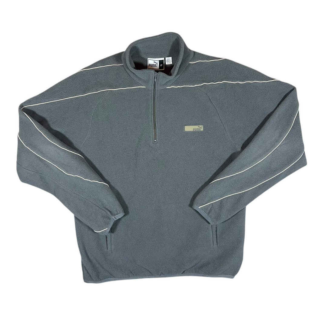 Vintage PUMA Classic Mini Logo Grey 1/4 Zip Pullover Fleece Sweatshirt