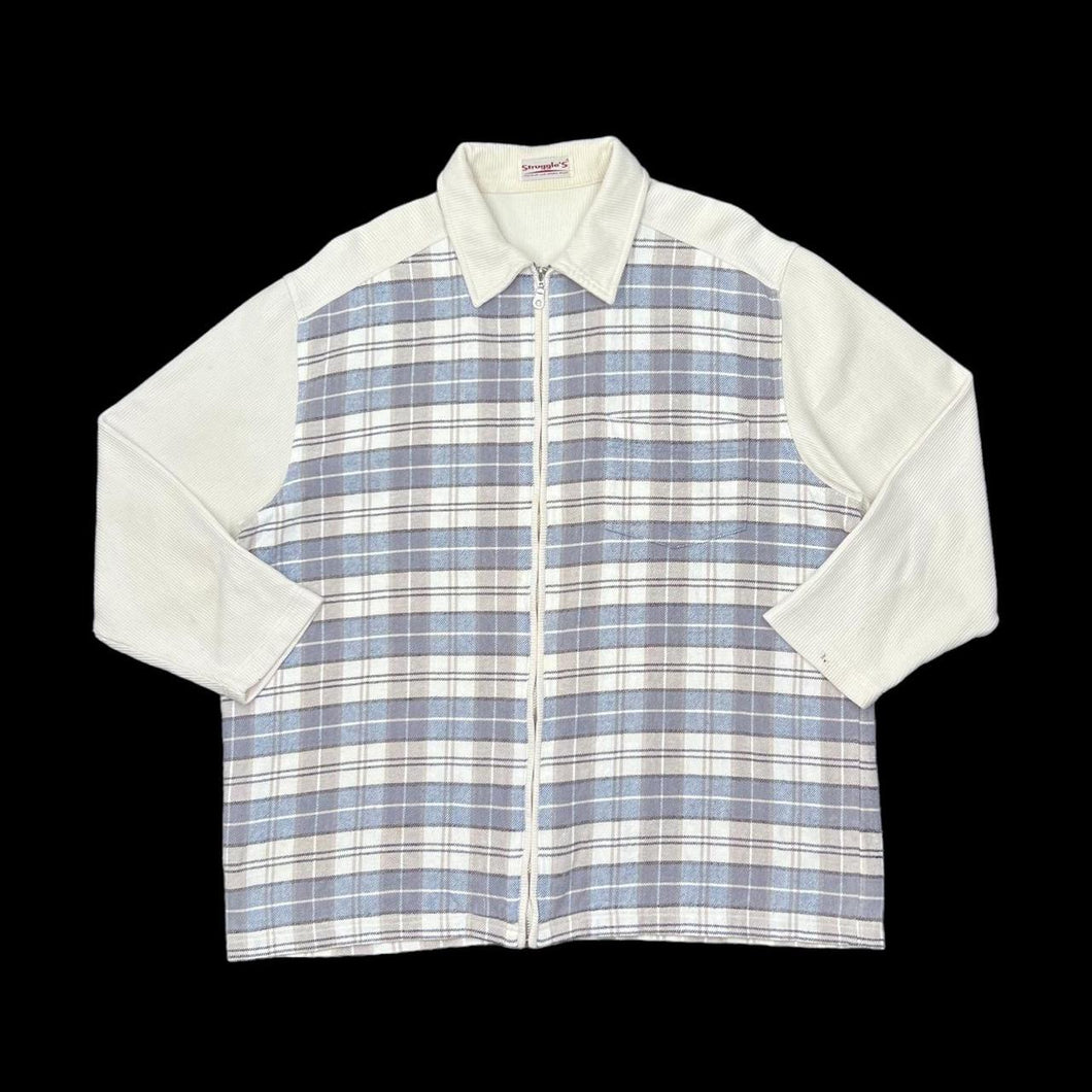 Vintage 90’s STRUGGLE’S Plaid Check Ribbed Cotton Collared Zip Sweatshirt
