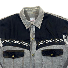 Load image into Gallery viewer, Vintage Arizona Jeans Cowboy Western Washed Grey Denim Long Sleeve Shirt
