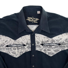 Load image into Gallery viewer, Vintage Stars &amp; Stripes Cowboy Western Snakeskin Pattern Panel Long Sleeve Cotton Shirt
