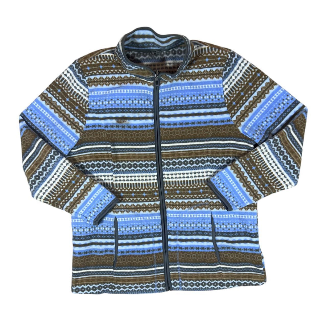 Fairisle Crazy Abstract Patterned Zip Fleece Sweatshirt