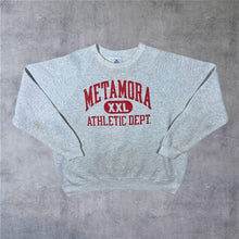 Load image into Gallery viewer, Vintage Lee "Metamora Athletic Dept." Made In USA Grey Distressed Sweatshirt

