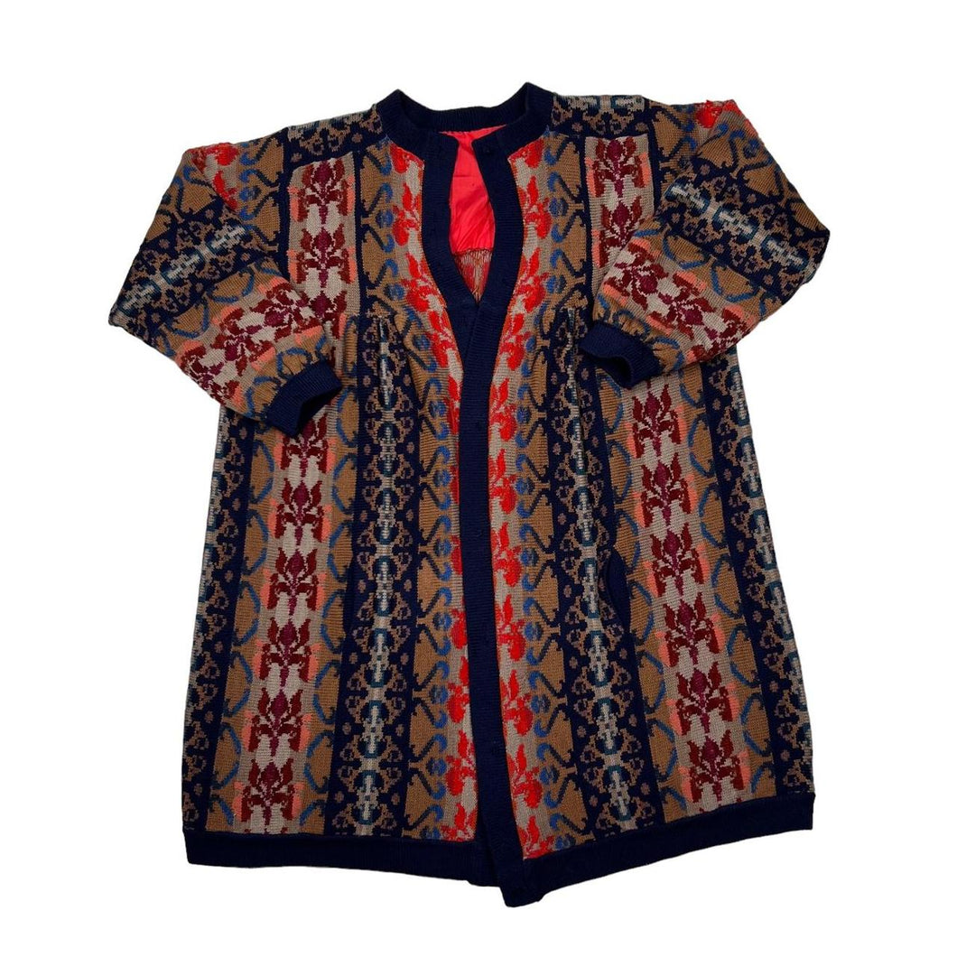 Vintage 90’s Crazy Abstract Grandad Patterned Button Down Knit Sweater Cardigan