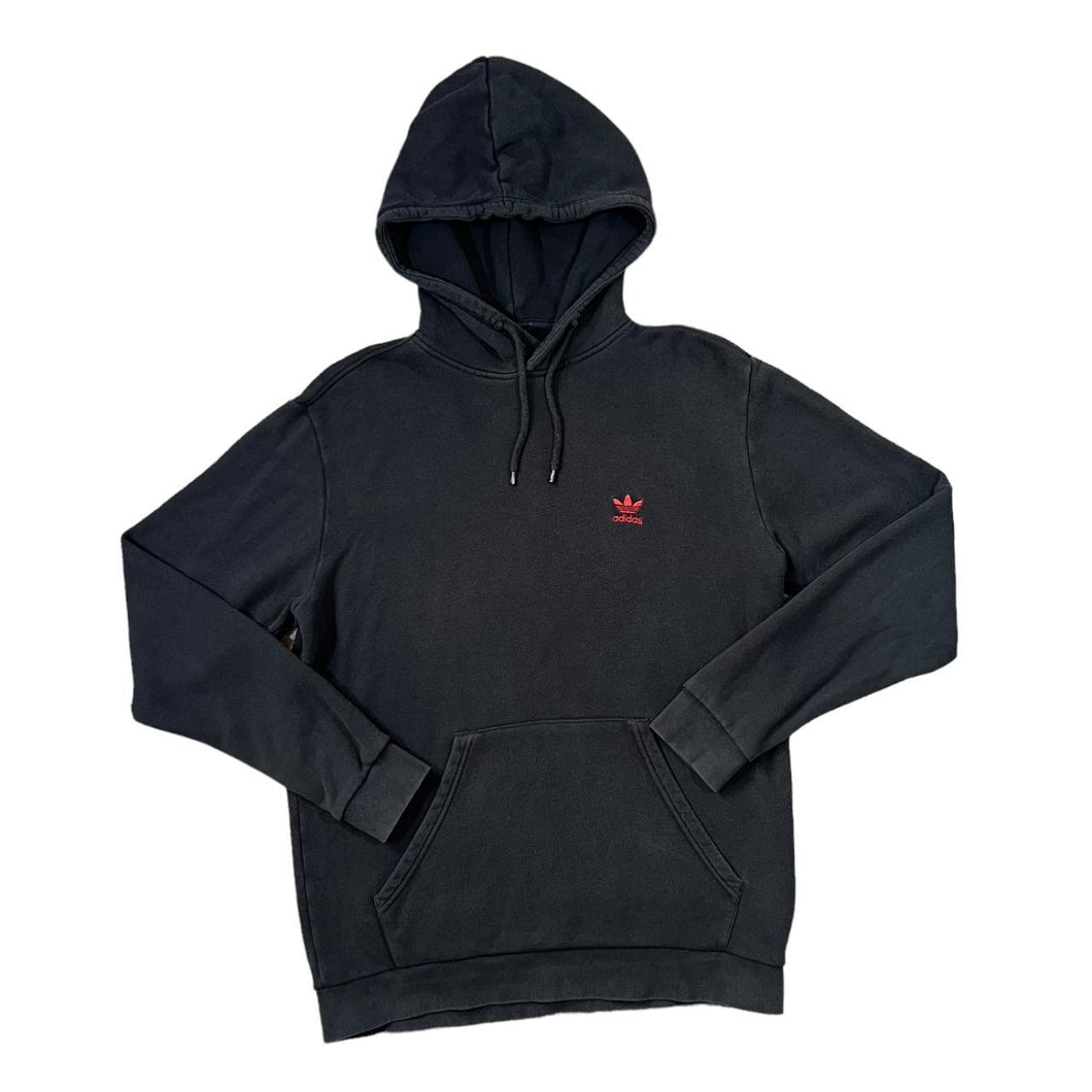 ADIDAS Classic Embroidered Mini Trefoil Logo Black Pullover Hoodie