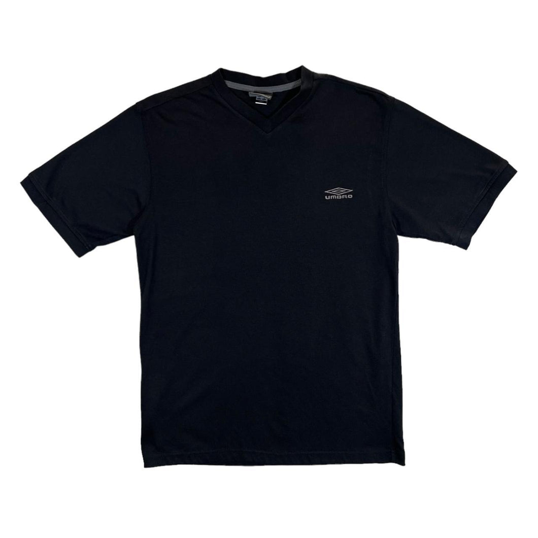 UMBRO Classic Basic Embroidered Mini Logo Black Short Sleeve V-Neck T-Shirt