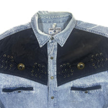Load image into Gallery viewer, Vintage John Baner Cowboy Western Acid Wash Blue Denim Popper Long Sleeve Shirt
