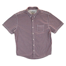 Load image into Gallery viewer, Timberland Red Blue White Plaid Check Short Sleeve Cotton Button-Up Shirt
