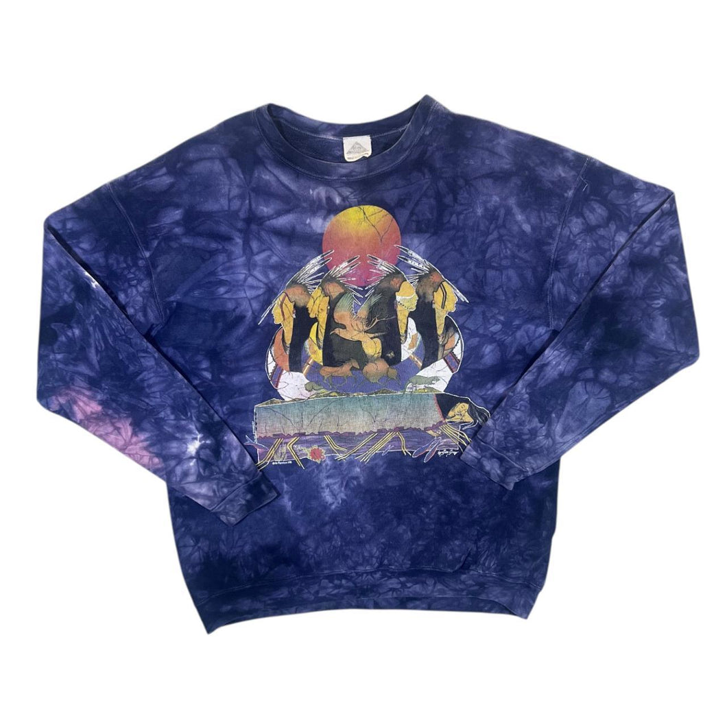 Vintage The Mountain (1995) Native American Graphic Navy Blue Tie Dye Sweatshirt