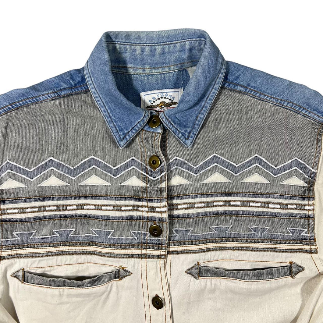 Vintage Arizona American Style Cowboy Western Patterned Long Sleeve Shirt