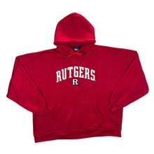 Load image into Gallery viewer, Old Varsity Brand RUTGERS College Embroidered Spellout Polyester Pullover Hoodie
