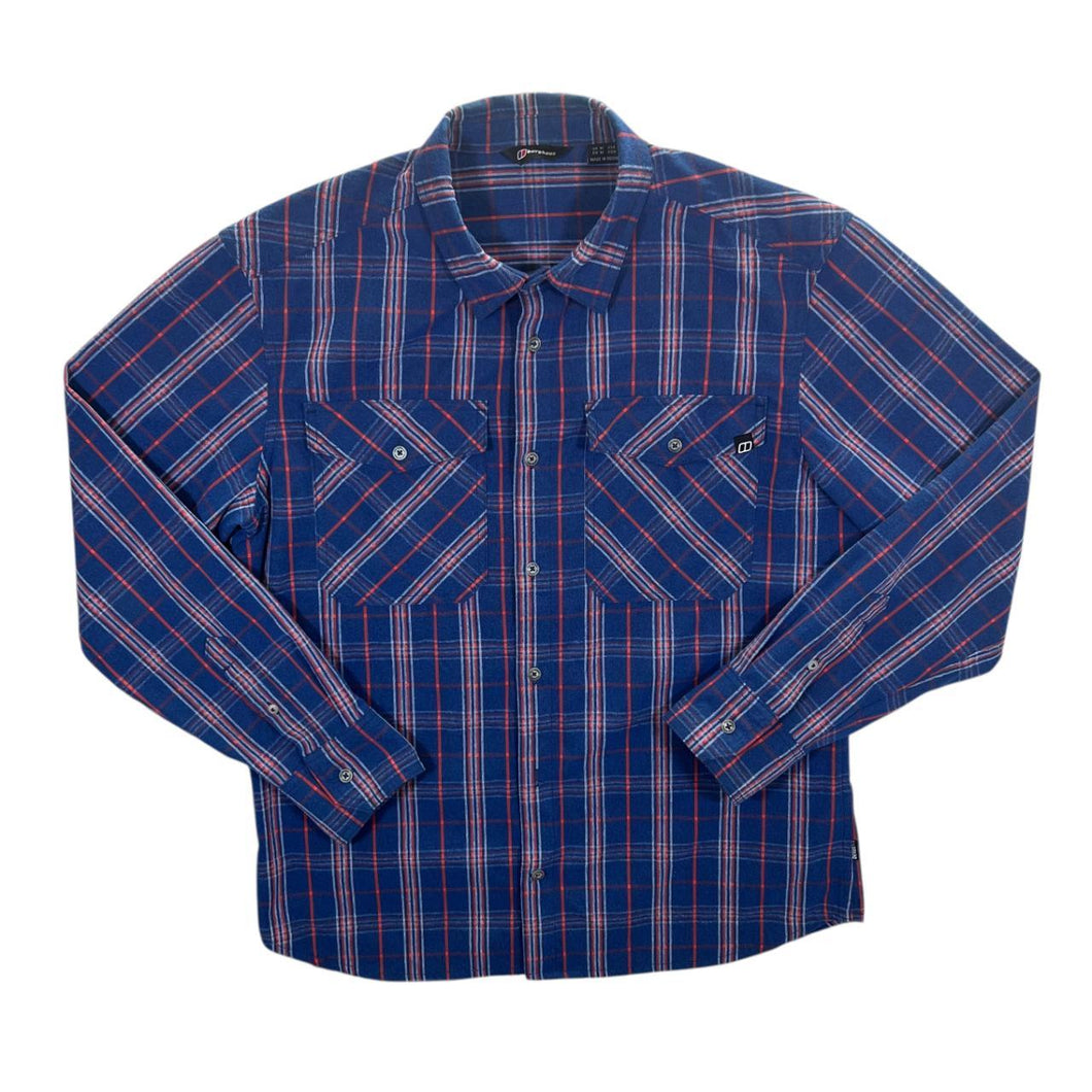 Berghaus Classic Blue Red Plaid Check Polyamide Long Sleeve Flannel Shirt