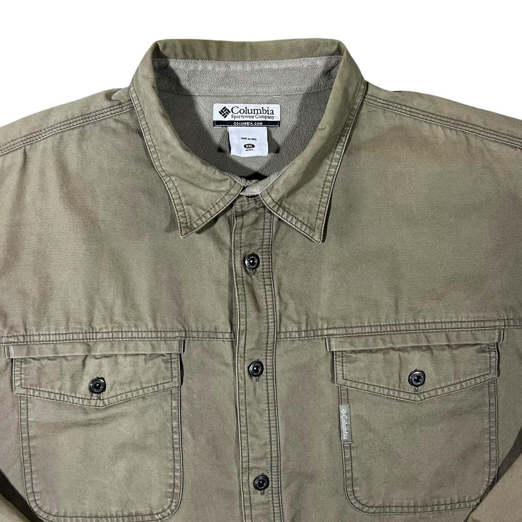 Columbia Sportswear Classic Brown Fleece Lined Utility Long Sleeve Over Shirt