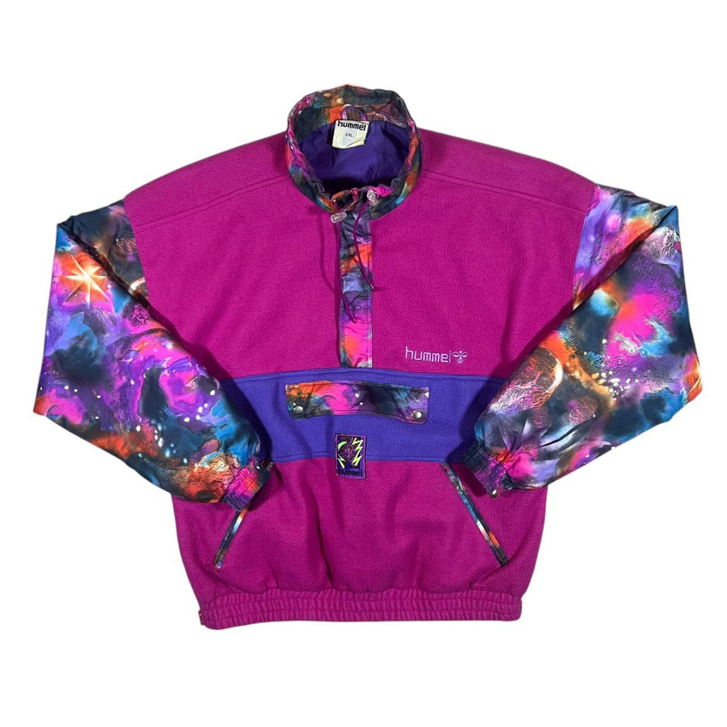 Vintage 90's HUMMEL Abstract Crazy Pattern Colour Block 1/2 Zip Fleece Pullover Ski Jacket