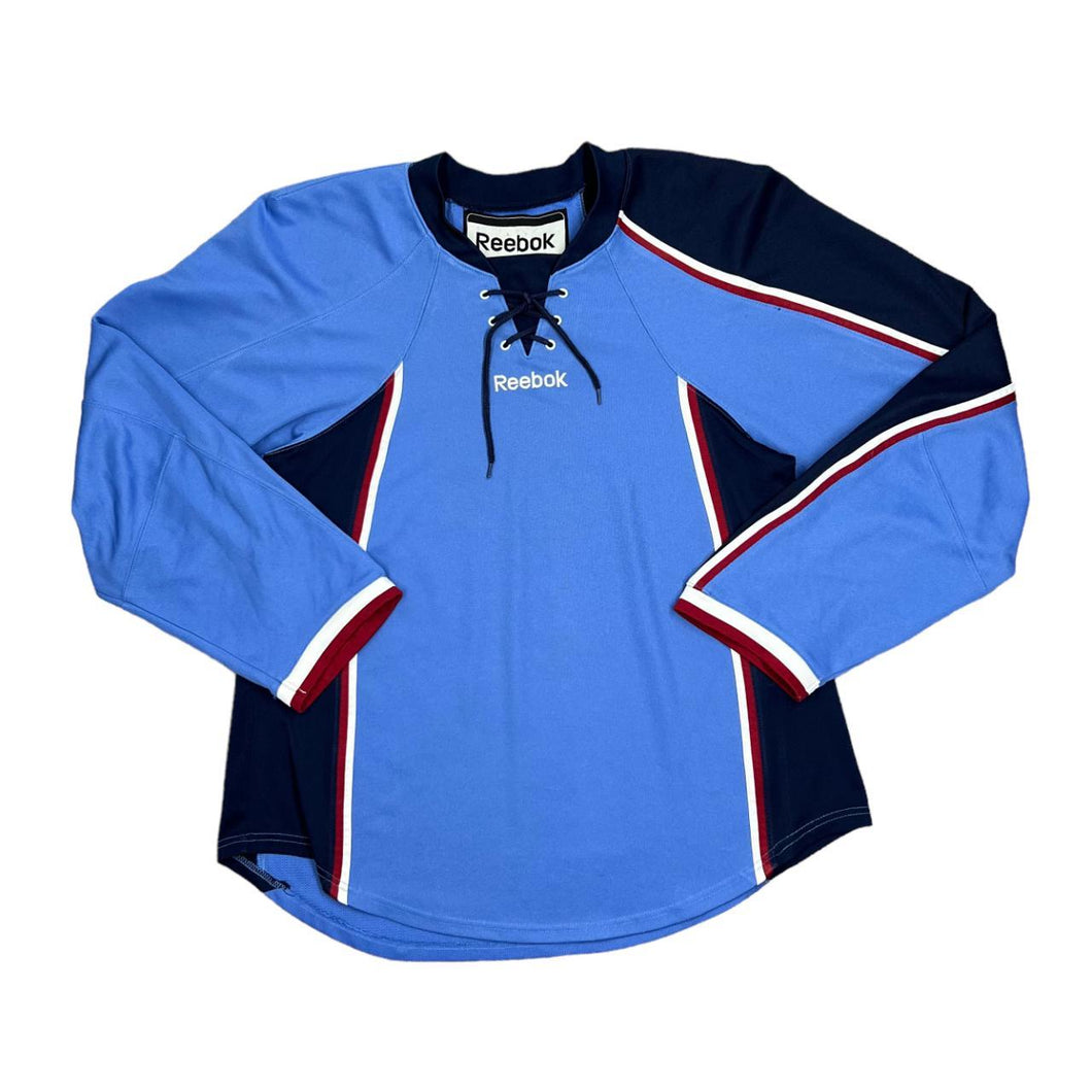 REEBOK Colour Block Embroidered Mini Spellout Ice Hockey Training Jersey Top