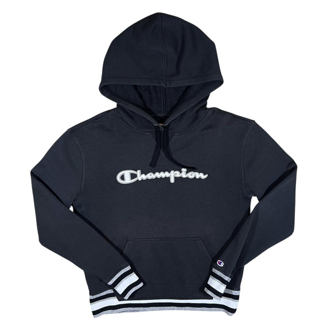 CHAMPION Elite Embroidered Spellout Black Pullover Hoodie