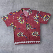 Load image into Gallery viewer, Vintage Earthbound Gothic Y2K Traditional Dragon Patterned Red Short Sleeve Shirt
