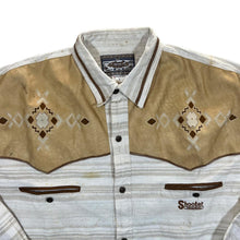 Load image into Gallery viewer, Vintage Shooter Cowboy Western Cream Striped Line Cotton Long Sleeve Shirt
